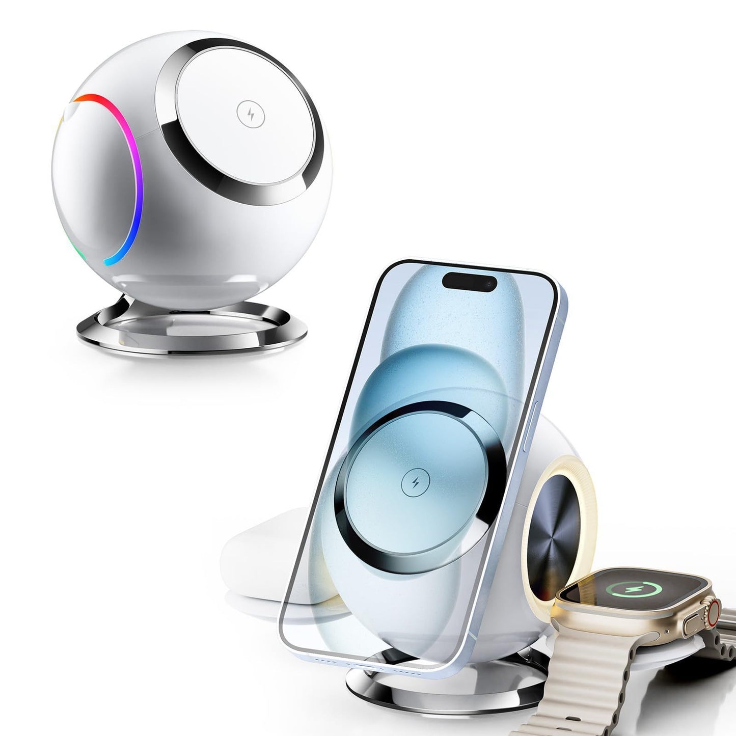 Spherical Ambience Light Vertical Magnetic Wireless Charger